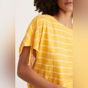 NWT Marine Layer Blaine Cinch Tee Yellow Stripe - Size Small